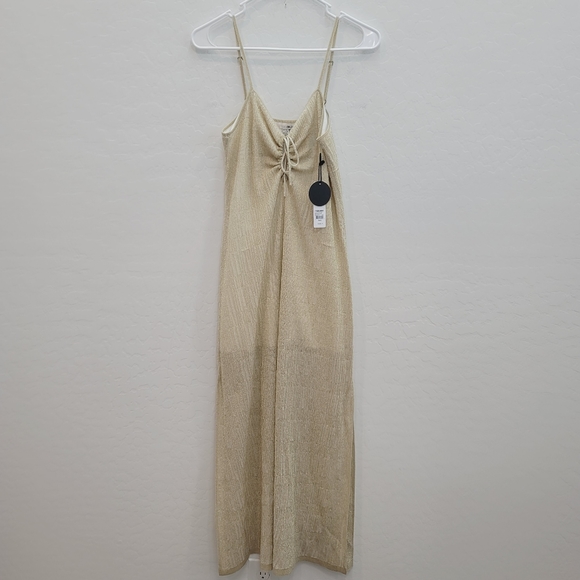 NWT Amuse Society Sand Gold Down Four Drawstring Midi Dress Women's Size Small - Picture 3 of 14